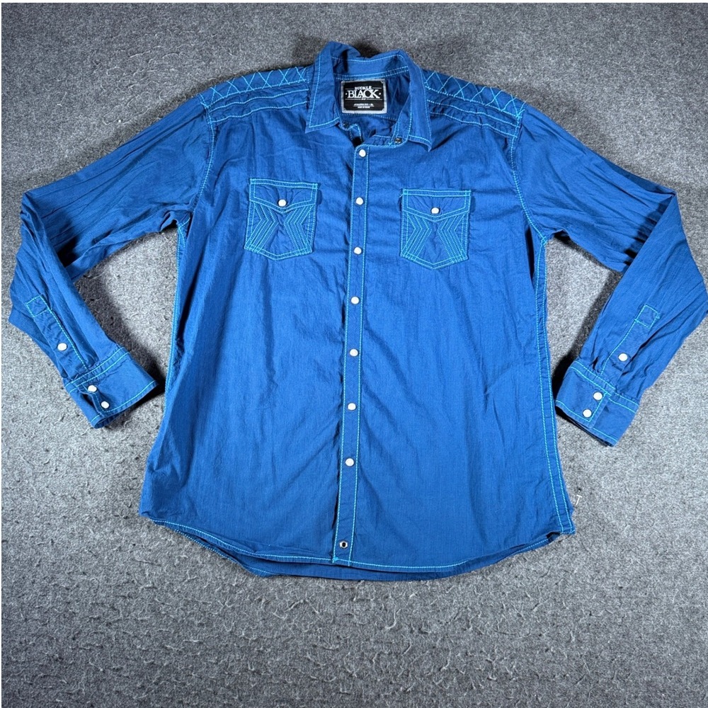 Buckle Black No. 48 Mens XL Athletic Fit Blue Pearl Snap Western Shirt BB147FPW